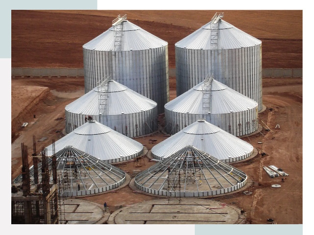 Строительство зерновых силосов в Мирном